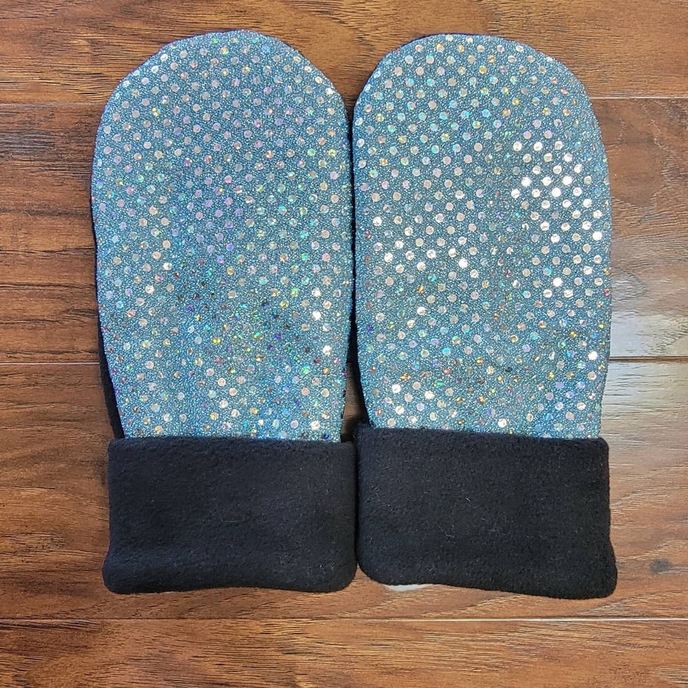 Light Blue Rainbow Sparkle Winter Fleece Mittens